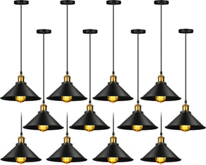 Black Industrial Dome Pendant Light Set of 12