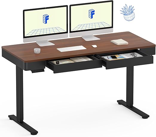 Electric Height-Adjustable Standing Desk with Drawer