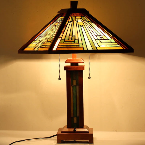 Tiffany Stained Glass Table Lamp – Amber Brown
