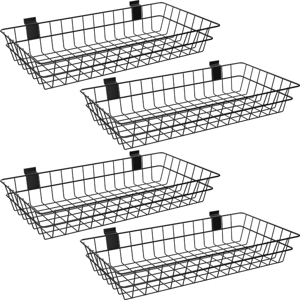 Slatwall Baskets 24" x 12" x 4" – 4 Pack Metal Wire Storage Organizer