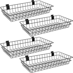 Slatwall Baskets 24" x 12" x 4" – 4 Pack Metal Wire Storage Organizer
