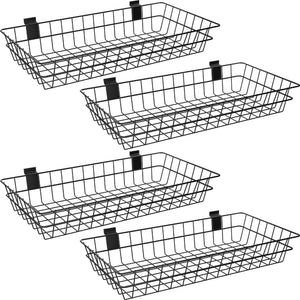 Slatwall Baskets 24" x 12" x 4" – 4 Pack Metal Wire Storage Organizer
