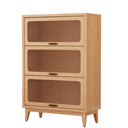 Solid Wood Bookcase with Glass Doors, 3-Shelf