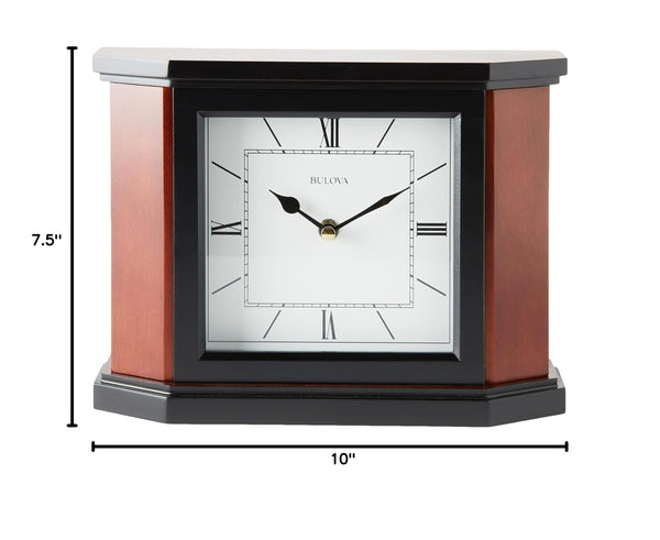Solid Wood Desk Clock with Glass Lens | Cherry Finish | Decorative Accent