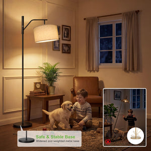Cordless Rechargeable LED Floor Lamp with Remote & Linen Shade