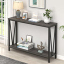 Narrow Console Table with 2-Tier Shelves | Industrial Entryway & Sofa Table