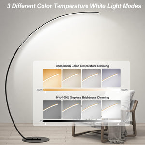 RGBW Arc Floor Lamp with Remote – Dimmable LED Color Changing Standing Lamp
