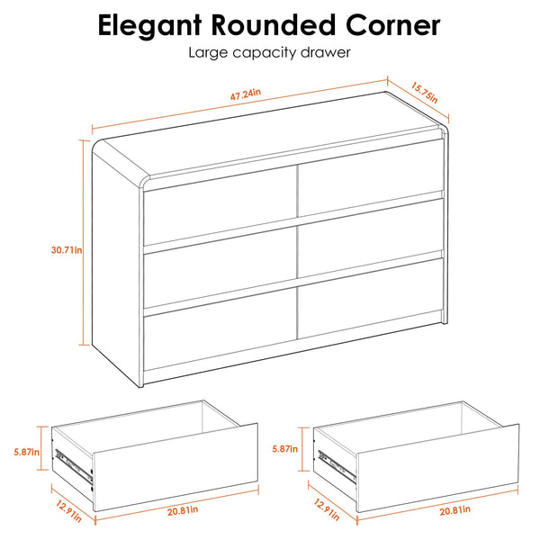 6-Drawer Dresser – Mid-Century Modern Walnut