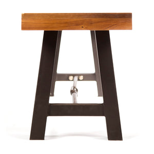Outdoor Acacia Wood Bench with Metal Accents – Teak Finish
