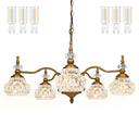 5-Light Vintage Brass Crystal Chandelier