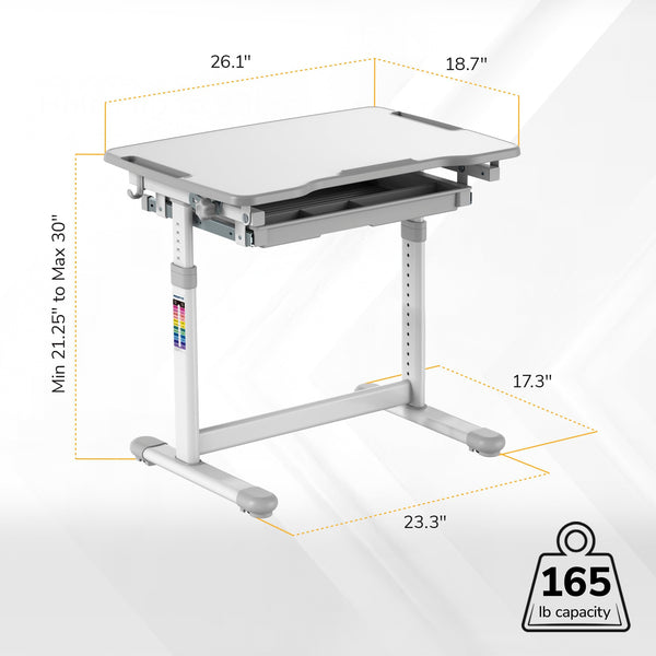 Kids Height-Adjustable Desk and Chair Set with Pencil Drawer