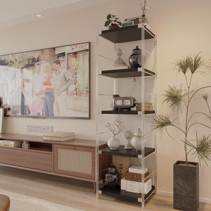 5-Tier Industrial Bookshelf with Adjustable Shelves