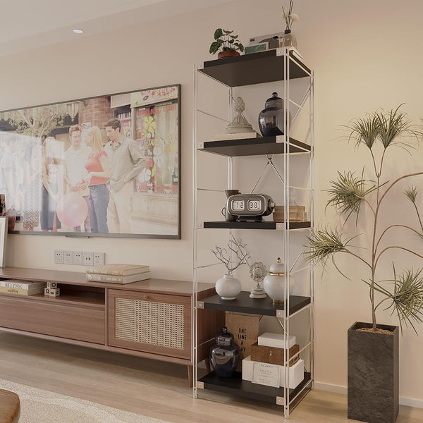 5-Tier Industrial Bookshelf with Adjustable Shelves