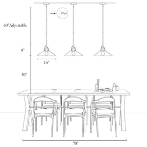 Modern Cone Metal Pendant Light for Kitchen Island
