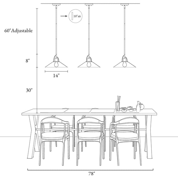 Modern Cone Metal Pendant Light for Kitchen Island