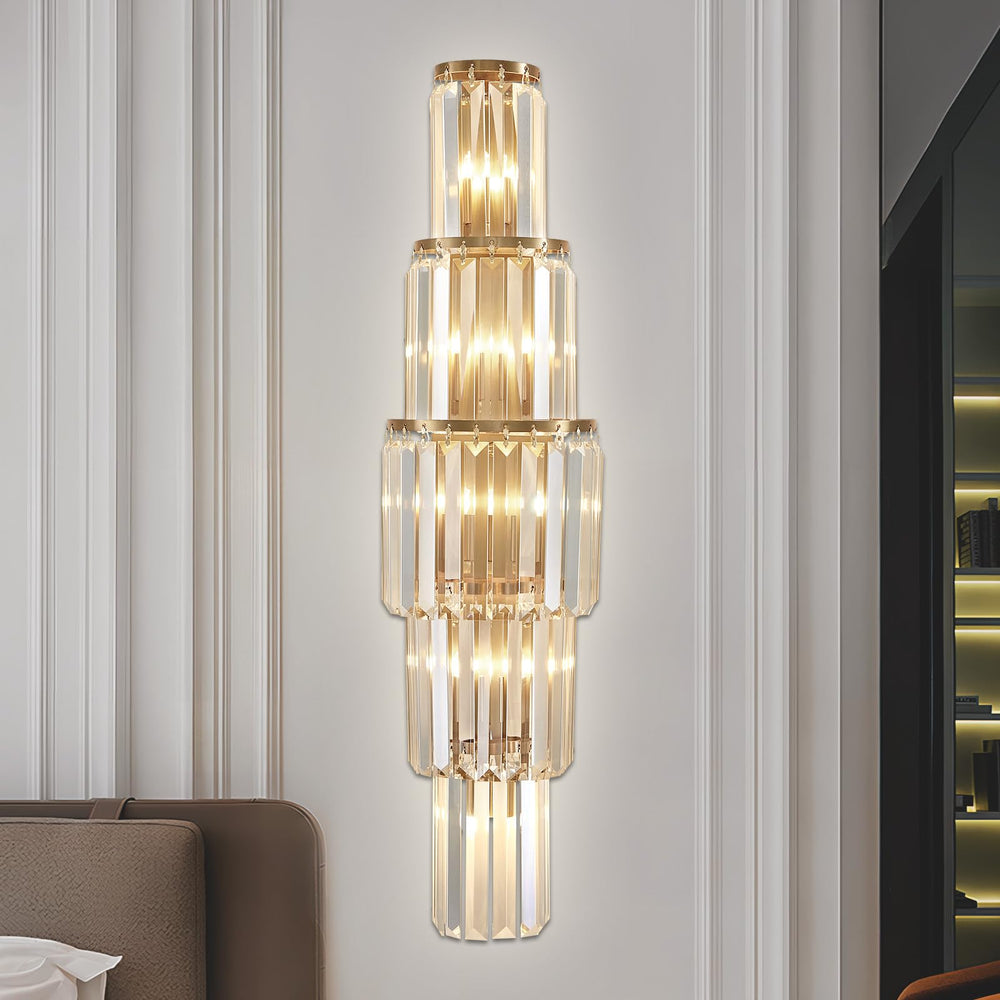 Modern Crystal Wall Sconce 5-Light Metal Vanity Light Fixture