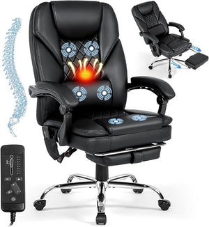 Ergonomic Massage Office Chair with Footrest