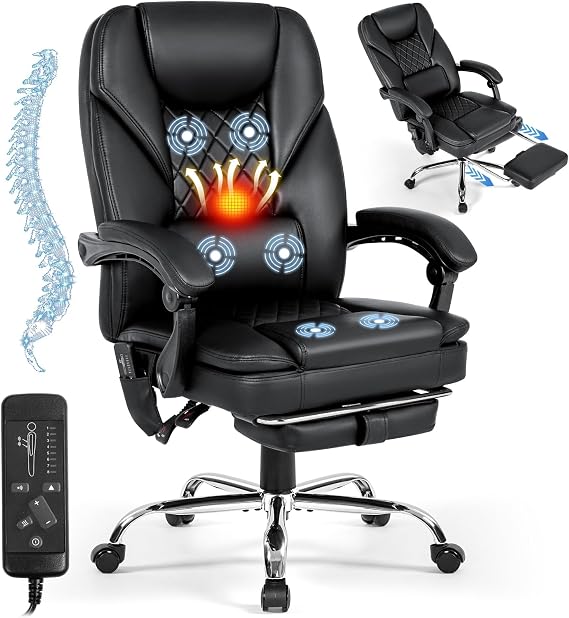 Ergonomic Massage Office Chair with Footrest