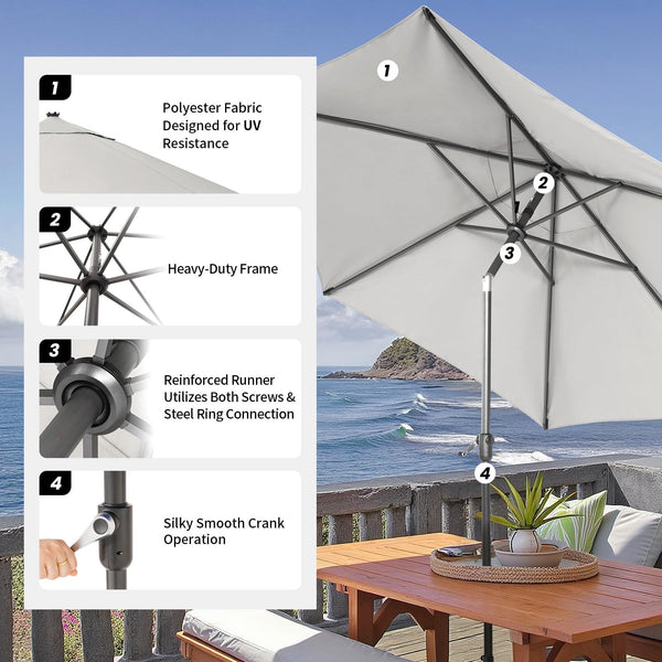 9 Ft Patio Umbrella with Push Button Tilt & UV Protection