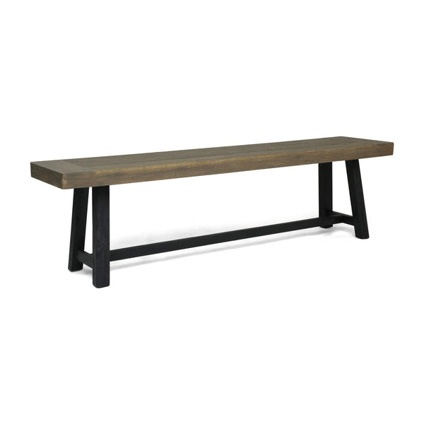 Outdoor Acacia Wood Bench – Sandblast Gray & Black