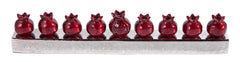 Pomegranate Strip Hanukkah Menorah — Aluminum, 14.5 Inch