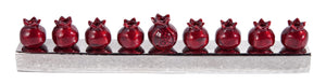 Pomegranate Strip Hanukkah Menorah — Aluminum, 14.5 Inch
