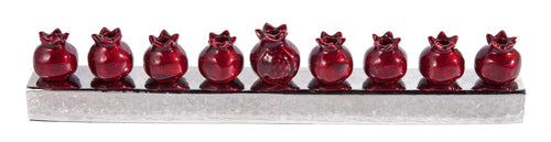 Pomegranate Strip Hanukkah Menorah — Aluminum, 14.5 Inch