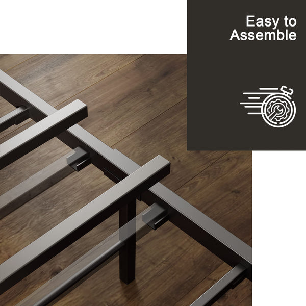 King Size Platform Bed Frame with 2-Tier Storage Headboard