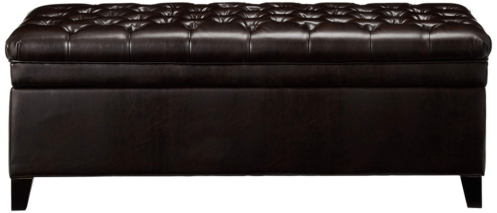 Round PU Storage Ottoman with Birch Legs