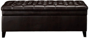 Round PU Storage Ottoman with Birch Legs