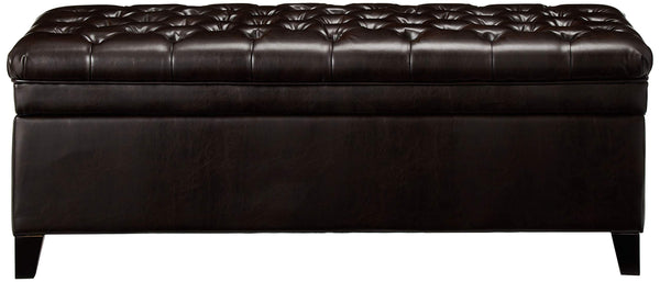 Round PU Storage Ottoman with Birch Legs