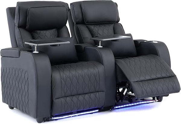 Home Theater Seating – Top Grain Leather Recliner Sofa
