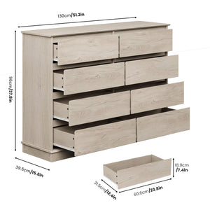 8-Drawer Double Dresser with Wide Top