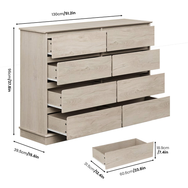 8-Drawer Double Dresser with Wide Top
