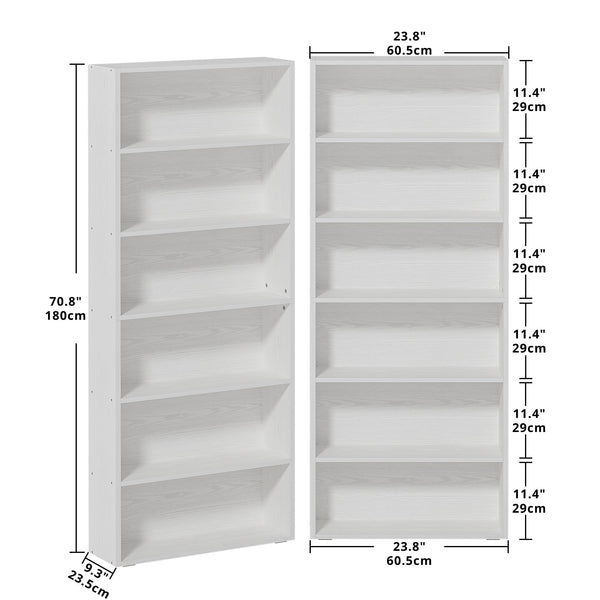6-Tier Bookcase Set of 2 – 70 Inch Tall Floor Standing Bookshelf