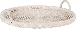 Round Woven Rattan Tray with Handles