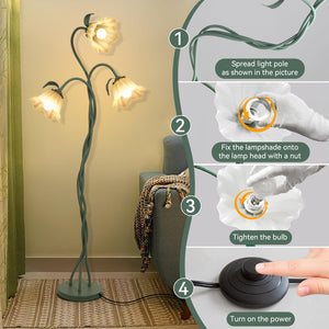 Vintage 3-Head Flower Floor Lamp