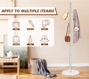 Acrylic Corner Coat Rack Stand with 8 Hooks – Adjustable Height Tree Shelf