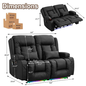 Power Loveseat Recliner Sofa with Massage & Heat