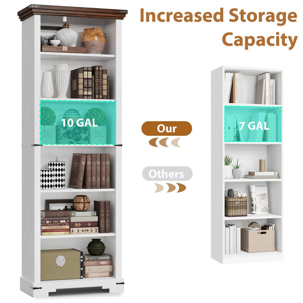6-Tier Tall Bookshelf with Adjustable Shelves