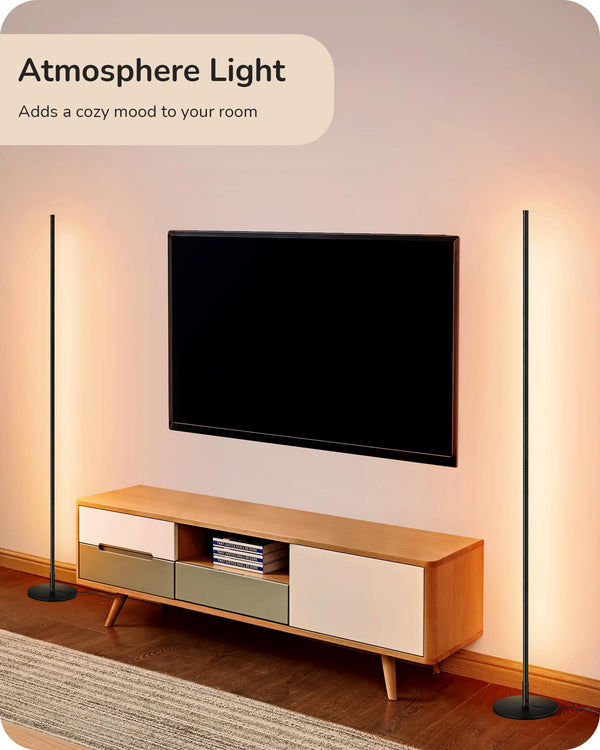 Dimmable LED Corner Floor Lamp, 57.5" – Warm White, Multi-Color