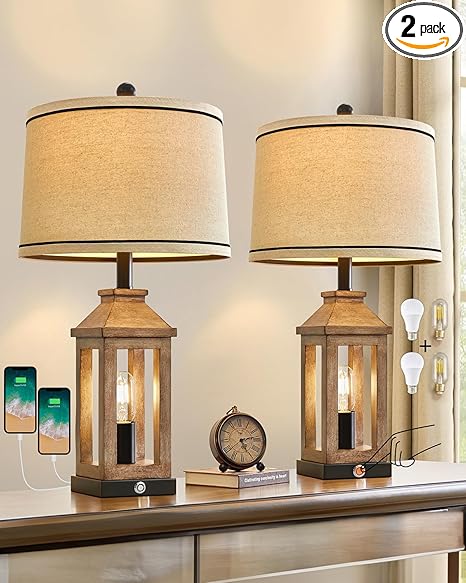 Dimmable Touch Table Lamp with USB Ports & Night Light