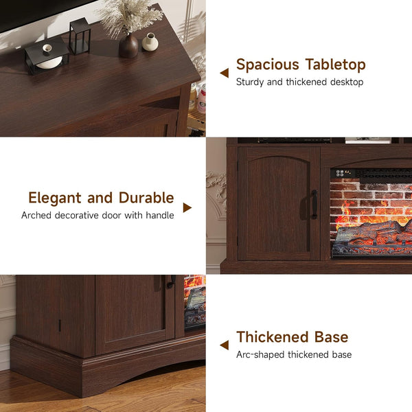 Farmhouse Fireplace TV Stand with 23" Electric Fireplace for TVs up to 65"