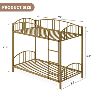 Twin Over Twin Bunk Bed Frame with Guardrail & Safety Ladder