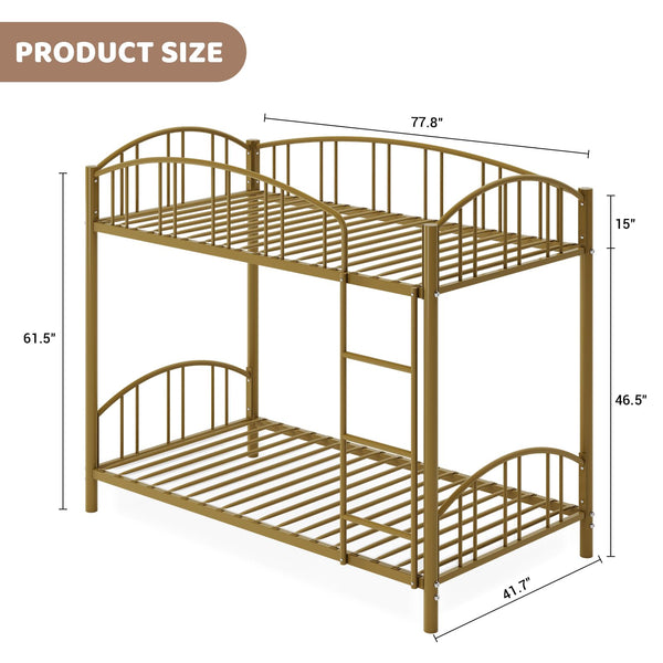 Twin Over Twin Bunk Bed Frame with Guardrail & Safety Ladder
