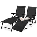 Set of 2 Adjustable Outdoor Chaise Lounge Chairs with Steel Frame