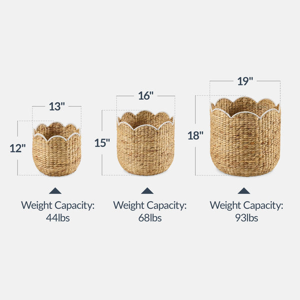 Water Hyacinth Nesting Storage Baskets Set of 3