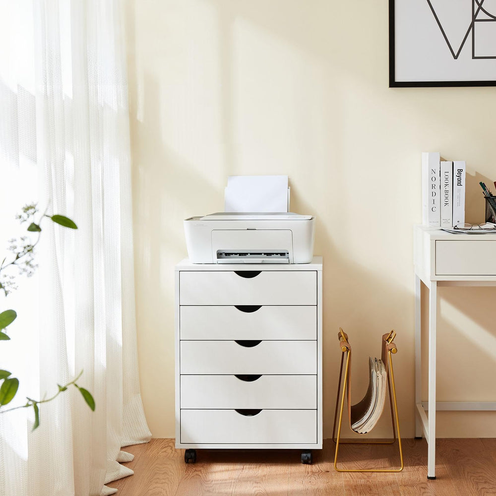 5 Drawer Chest with Wheels – Wood Storage Cabinet