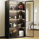 Glass Display Cabinet with LED Lighting – 4-Tier Metal Curio Cabinet