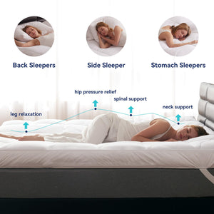 Dual-Layer Goose Feather Mattress Topper with Down Alternative Pillow Top